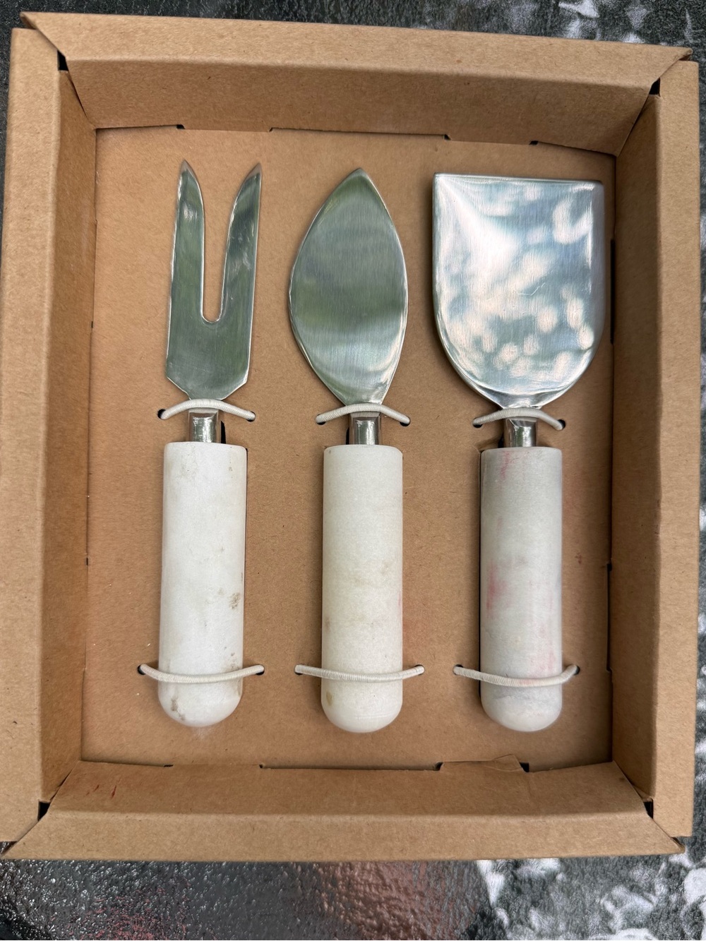 New Crate and Barrel Marble-Handle Cheese Serving Set